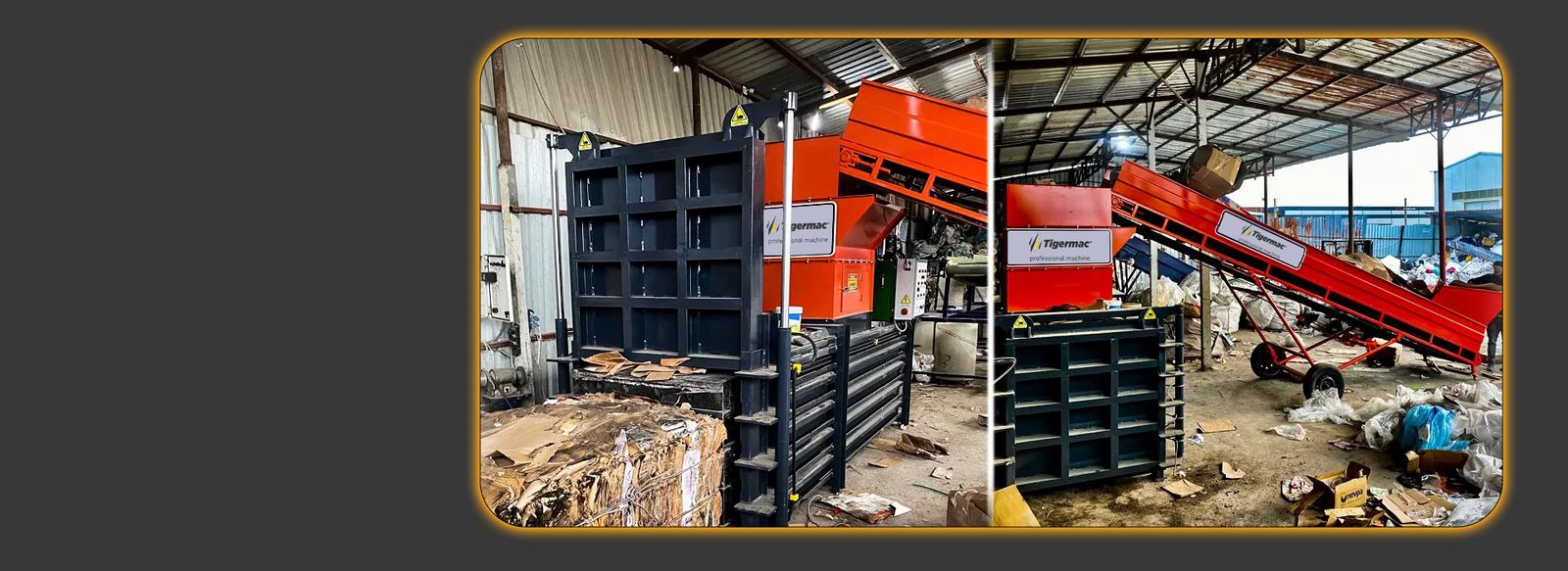 Tigermac machinery line including presses and conveyors